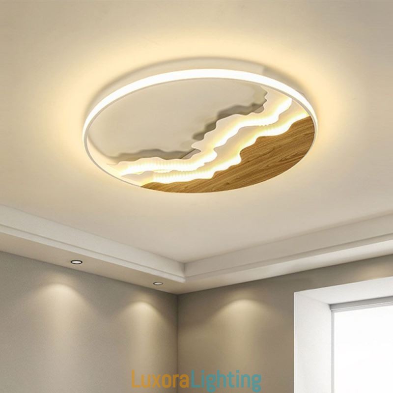 Designer Touch Decorative Round Flush Mount Unique Wave Shaped Acrylic Ceiling Light