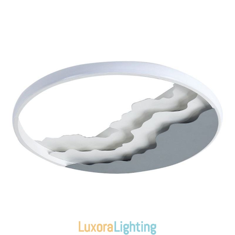 Designer Touch Decorative Round Flush Mount Unique Wave Shaped Acrylic Ceiling Light