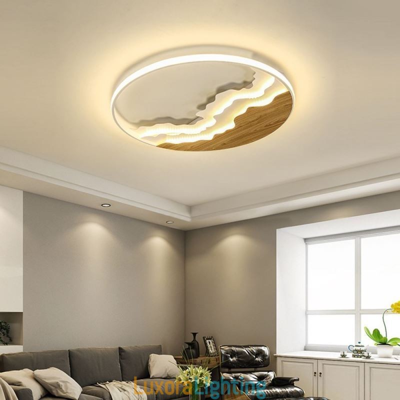 Designer Touch Decorative Round Flush Mount Unique Wave Shaped Acrylic Ceiling Light