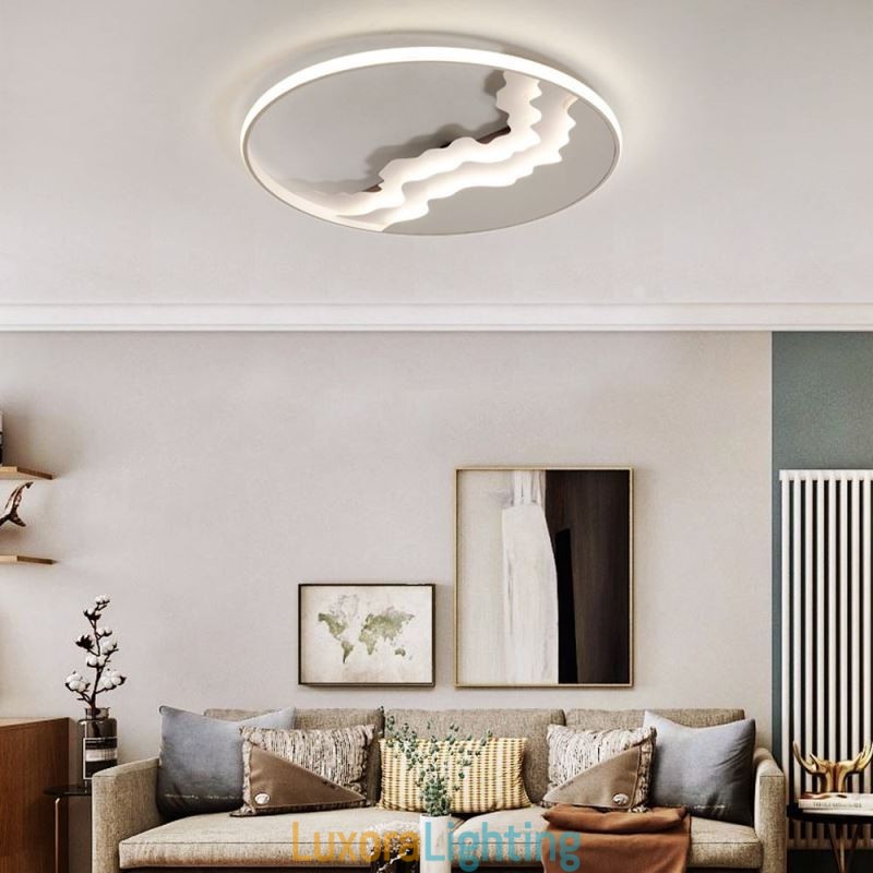 Designer Touch Decorative Round Flush Mount Unique Wave Shaped Acrylic Ceiling Light