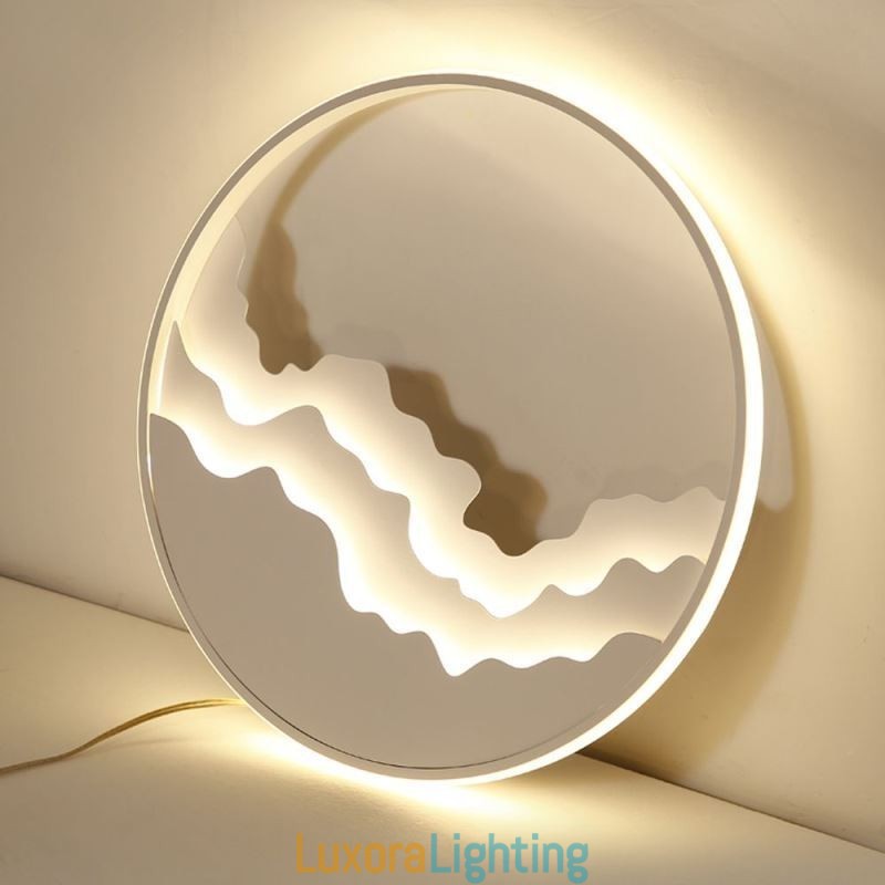 Designer Touch Decorative Round Flush Mount Unique Wave Shaped Acrylic Ceiling Light