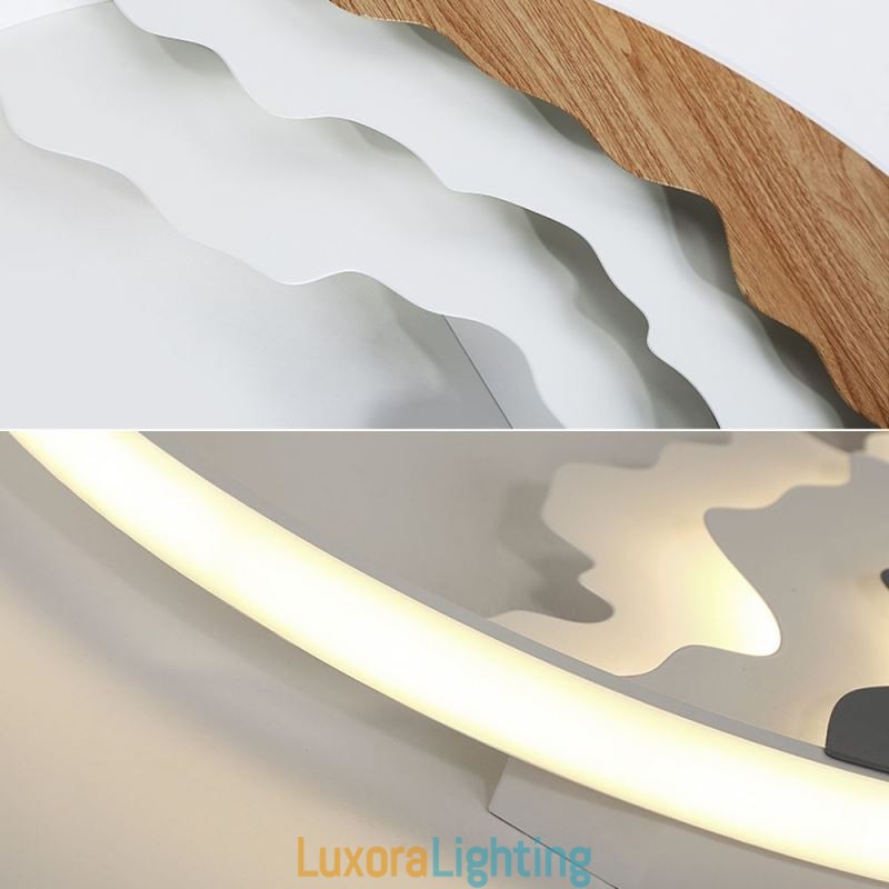 Designer Touch Decorative Round Flush Mount Unique Wave Shaped Acrylic Ceiling Light