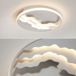 Designer Touch Decorative Round Flush Mount Unique Wave Shaped Acrylic Ceiling Light