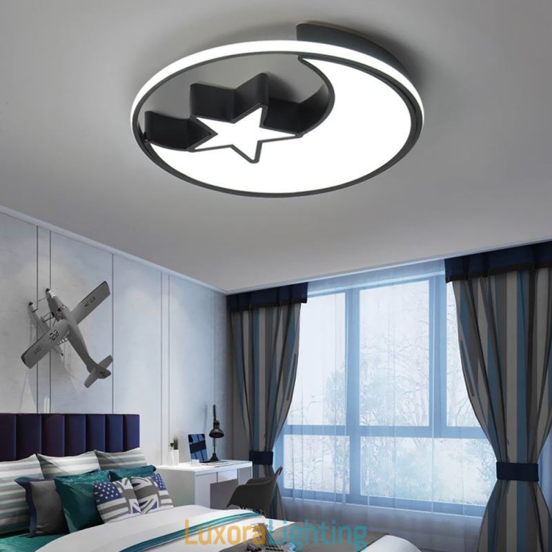 Designer Touch Decorative Moon & Star Flush Mount Ceiling Light