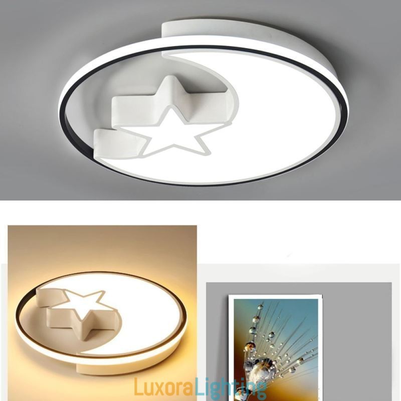 Designer Touch Decorative Moon & Star Flush Mount Ceiling Light