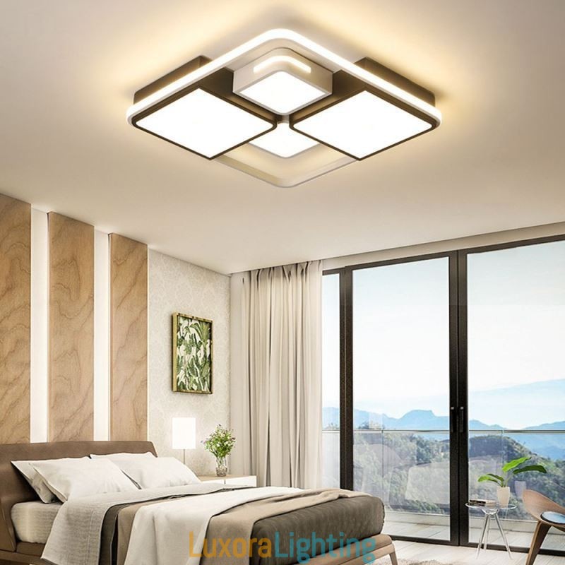 Designer Touch Decorative Modern Flush Mount Ceiling Light Acrylic Square Black and White Light Fixture