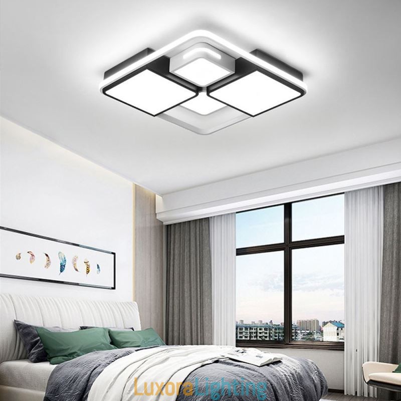 Designer Touch Decorative Modern Flush Mount Ceiling Light Acrylic Square Black and White Light Fixture
