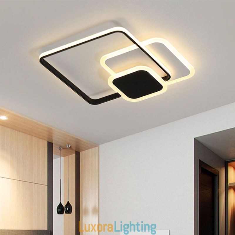 Designer Touch Decorative Square Frames Flush Mount Ceiling Light
