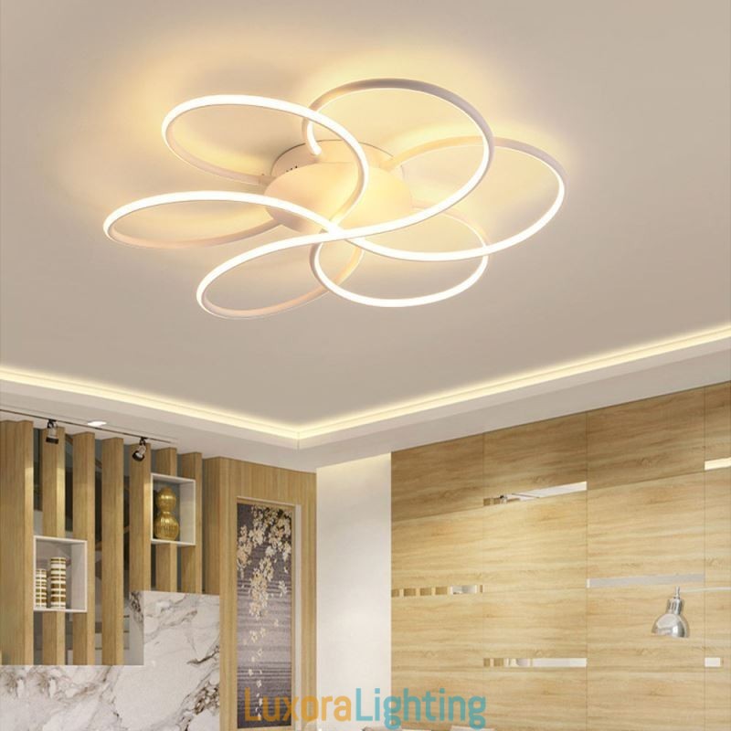 Designer Touch Decorative Linear Flush Mount Ceiling Light Modern Flower Design Light