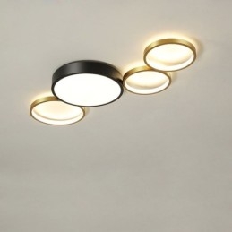 Designer Touch Decorative 4 Rings Flush Mount Ceiling Light Unique Black+Gold Lampshade Lighting