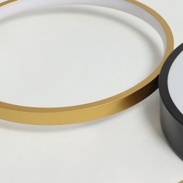 Designer Touch Decorative 4 Rings Flush Mount Ceiling Light Unique Black+Gold Lampshade Lighting