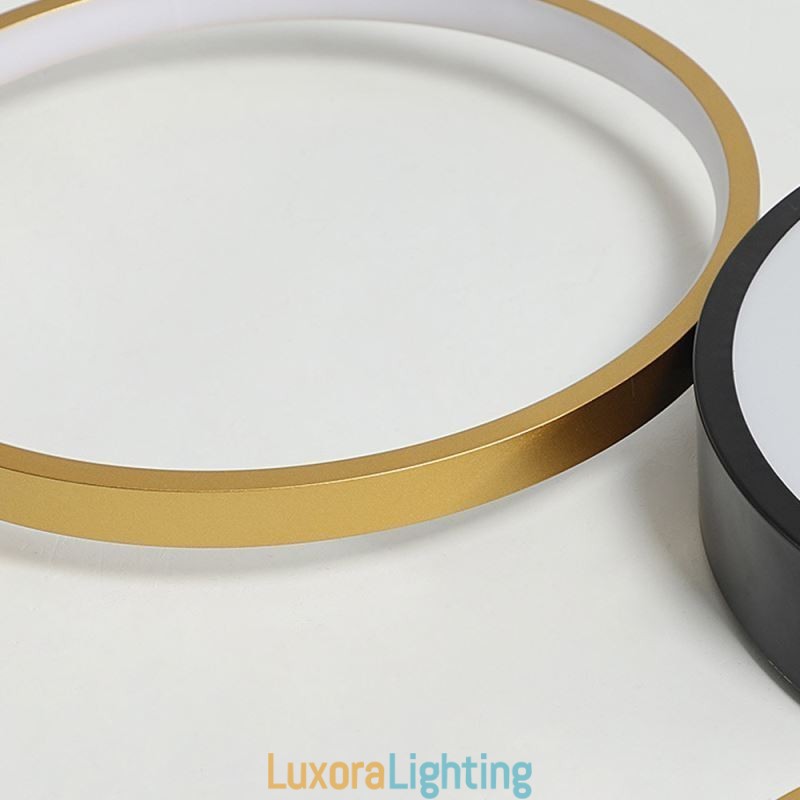 Designer Touch Decorative 4 Rings Flush Mount Ceiling Light Unique Black+Gold Lampshade Lighting