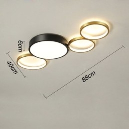 Designer Touch Decorative 4 Rings Flush Mount Ceiling Light Unique Black+Gold Lampshade Lighting