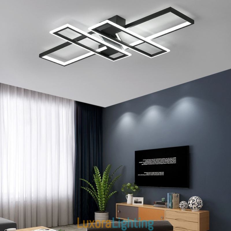 Designer Touch Decorative 4 Light Flush Mount Ceiling Light Modern Geometric Linear Light Fixture
