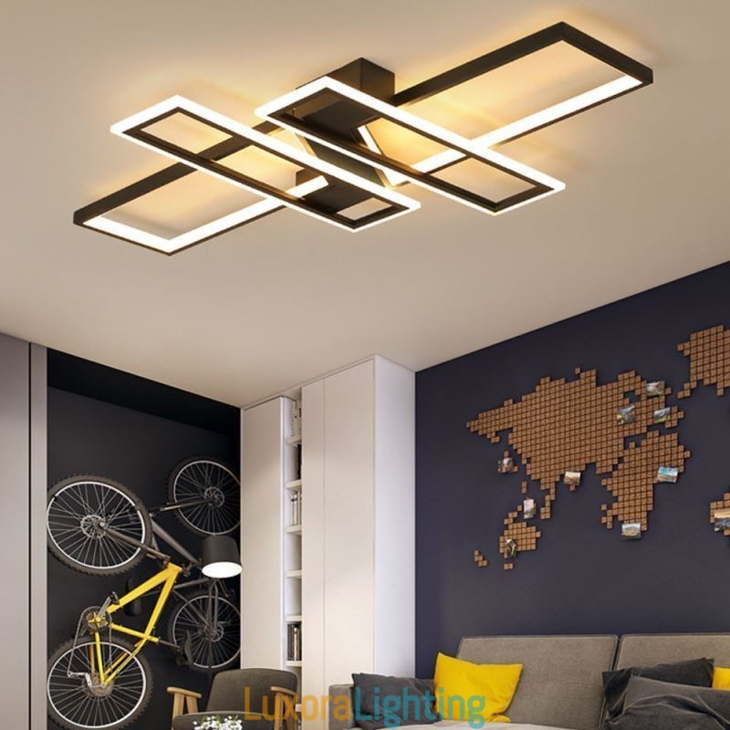 Designer Touch Decorative 4 Light Flush Mount Ceiling Light Modern Geometric Linear Light Fixture