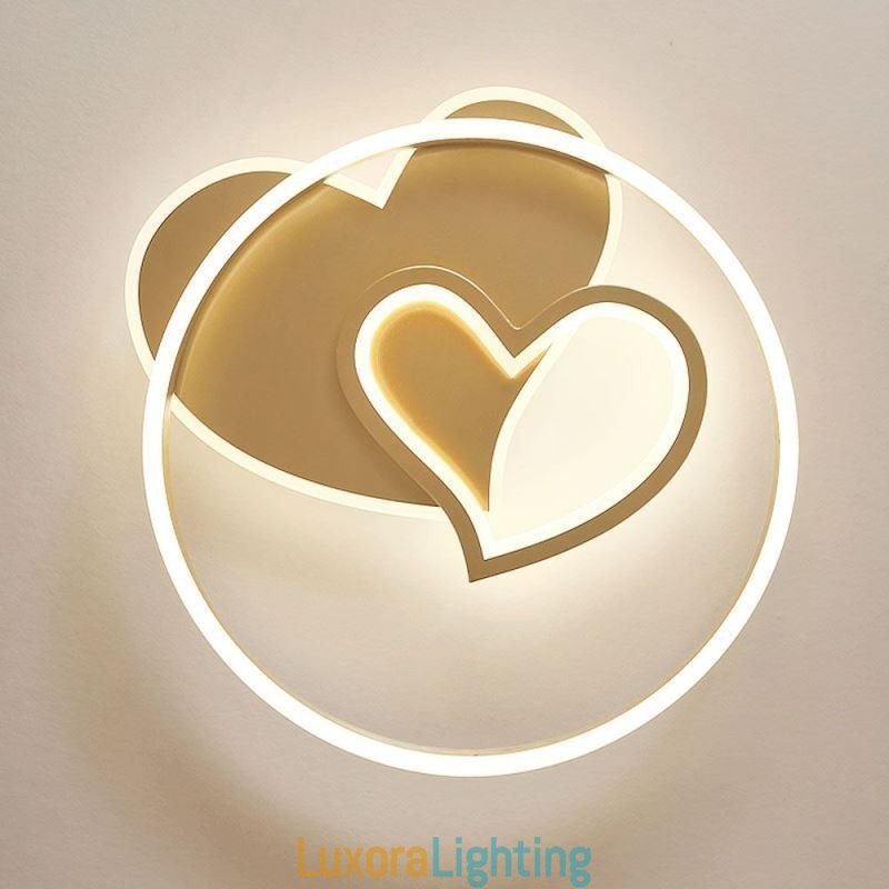 Designer Touch Decorative Modern Flush Mount Acrylic Double Layer Heart Shaped Ceiling Light