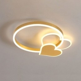 Designer Touch Decorative Modern Acrylic Flush Mount Gold Double Heart Ceiling Light