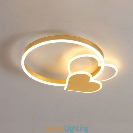 Designer Touch Decorative Modern Acrylic Flush Mount Gold Double Heart Ceiling Light