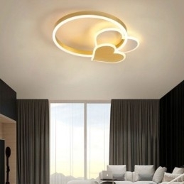 Designer Touch Decorative Modern Acrylic Flush Mount Gold Double Heart Ceiling Light