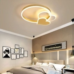 Designer Touch Decorative Modern Acrylic Flush Mount Gold Double Heart Ceiling Light