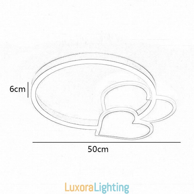 Designer Touch Decorative Modern Acrylic Flush Mount Gold Double Heart Ceiling Light