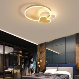 Designer Touch Decorative Modern Acrylic Flush Mount Gold Double Heart Ceiling Light