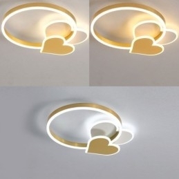 Designer Touch Decorative Modern Acrylic Flush Mount Gold Double Heart Ceiling Light