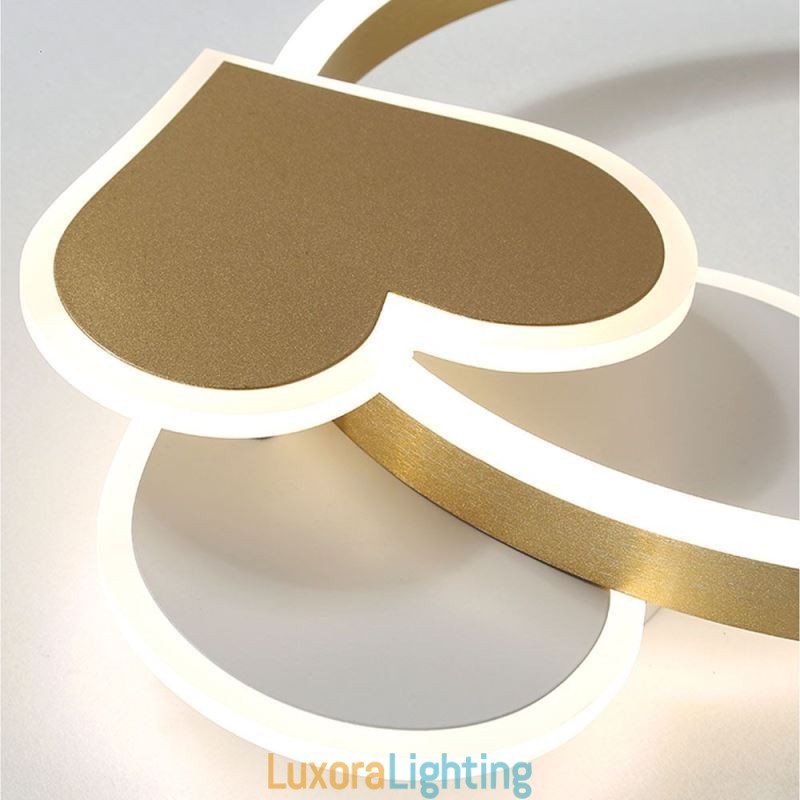 Designer Touch Decorative Modern Acrylic Flush Mount Gold Double Heart Ceiling Light