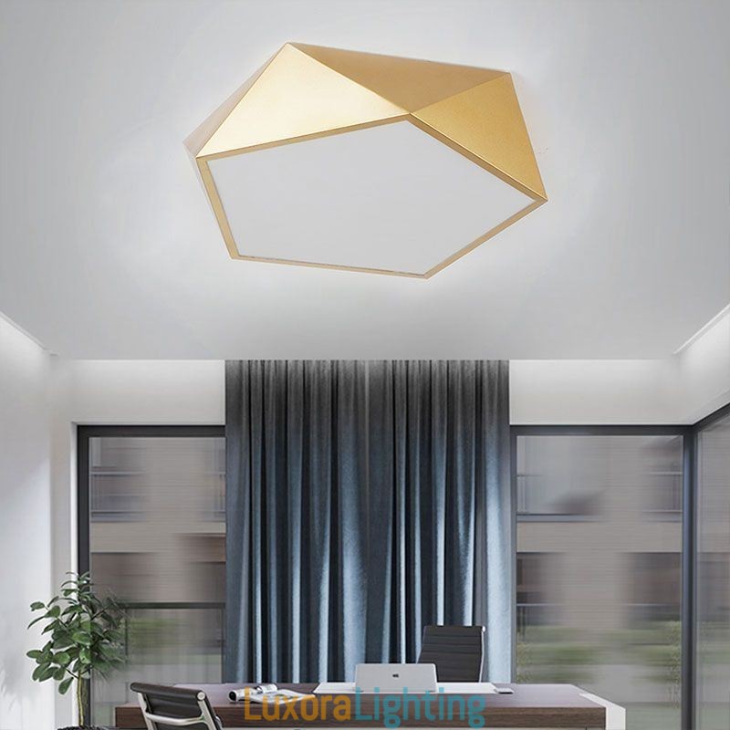 Designer Touch Decorative Gold Geometric Flush Mount Acrylic Ceiling Light