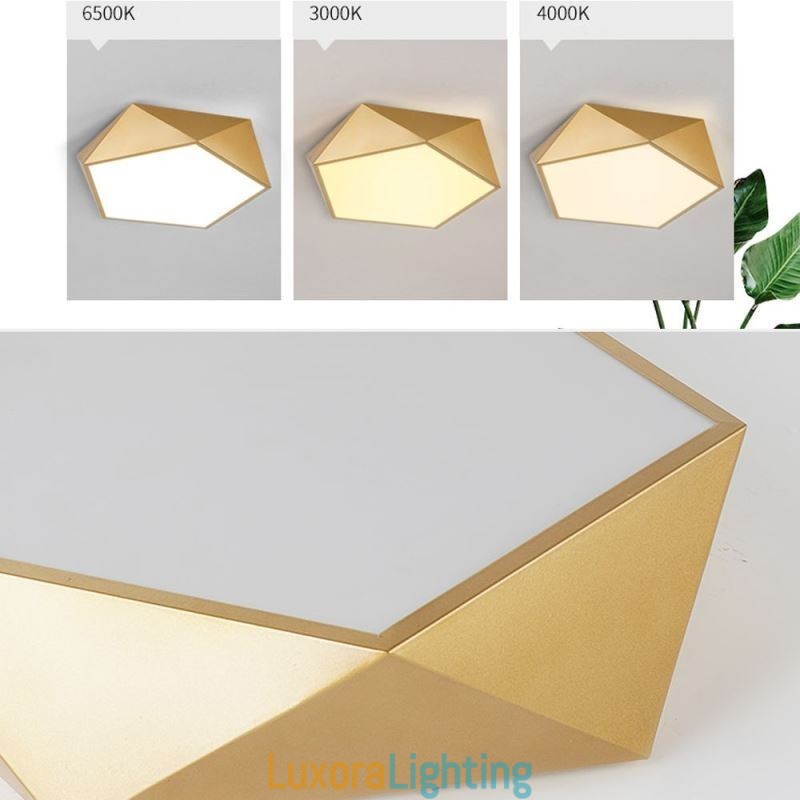 Designer Touch Decorative Gold Geometric Flush Mount Acrylic Ceiling Light