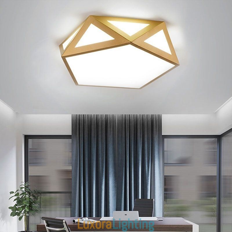Designer Touch Decorative Gold Geometric Flush Mount Acrylic Ceiling Light