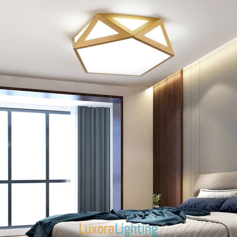 Designer Touch Decorative Gold Geometric Flush Mount Acrylic Ceiling Light