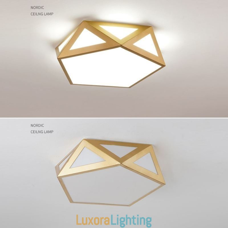 Designer Touch Decorative Gold Geometric Flush Mount Acrylic Ceiling Light