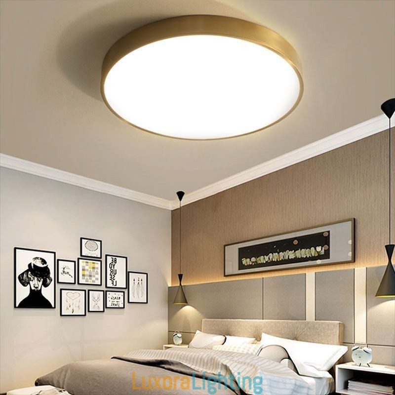 Designer Touch Decorative Round Flush Mount Modern Golden Acrylic Ceiling Light