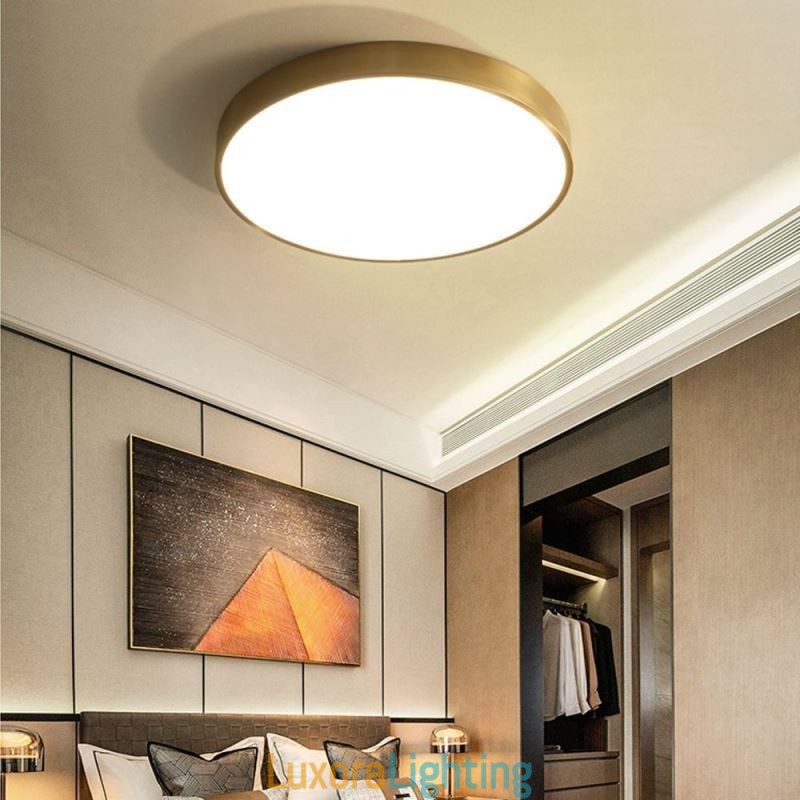Designer Touch Decorative Round Flush Mount Modern Golden Acrylic Ceiling Light