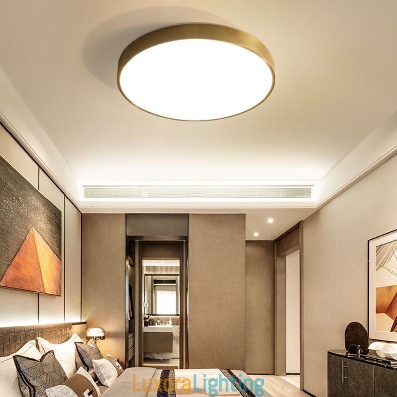 Designer Touch Decorative Round Flush Mount Modern Golden Acrylic Ceiling Light