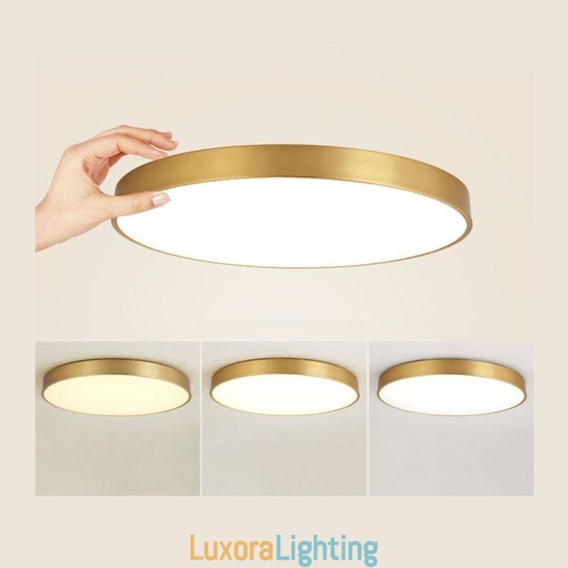 Designer Touch Decorative Round Flush Mount Modern Golden Acrylic Ceiling Light