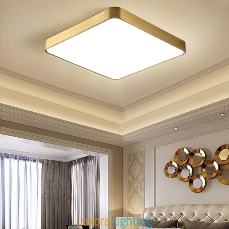 Designer Touch Decorative Flush Mount Minimalist Acrylic Square Gold Ceiling Light