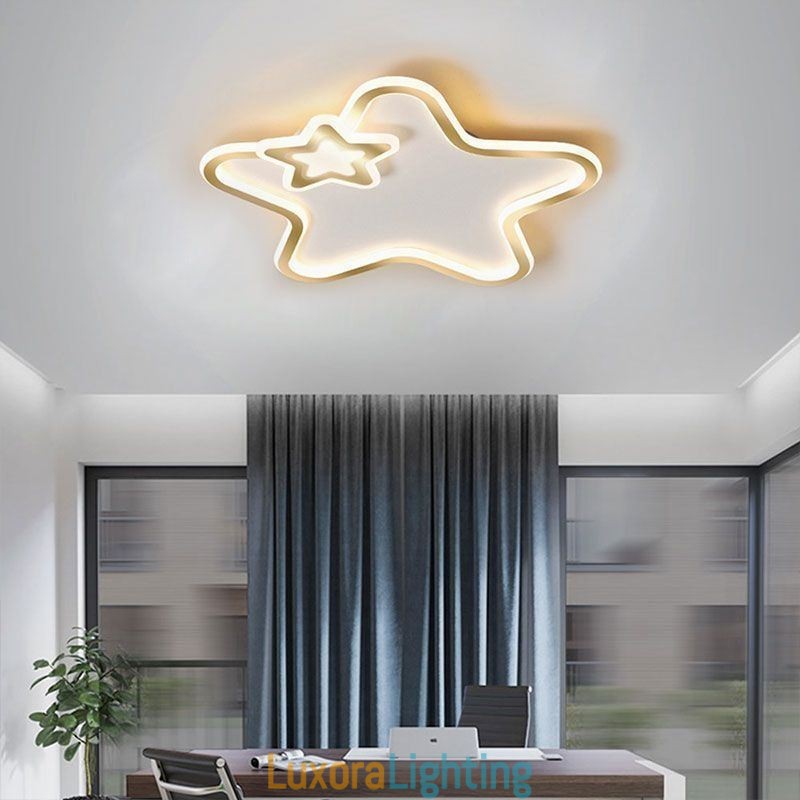 Designer Touch Decorative Creative Star Flush Mount Golden Star Ceiling Light