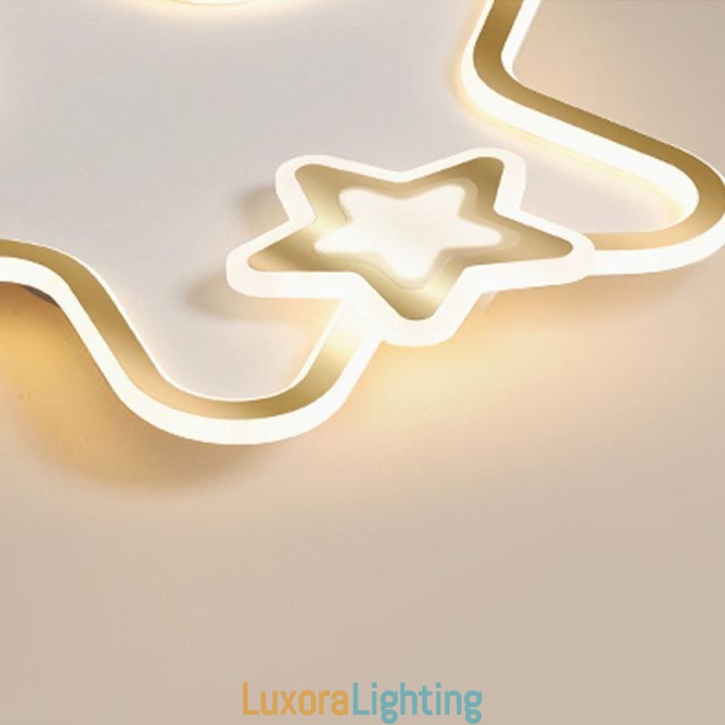Designer Touch Decorative Creative Star Flush Mount Golden Star Ceiling Light