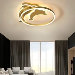 Designer Touch Decorative Gold Dolphin Flush Mount Ceiling Light