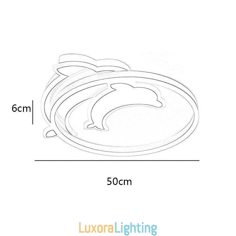 Designer Touch Decorative Gold Dolphin Flush Mount Ceiling Light