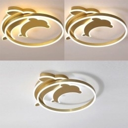 Designer Touch Decorative Gold Dolphin Flush Mount Ceiling Light