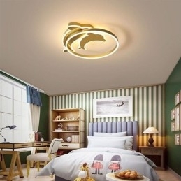 Designer Touch Decorative Gold Dolphin Flush Mount Ceiling Light