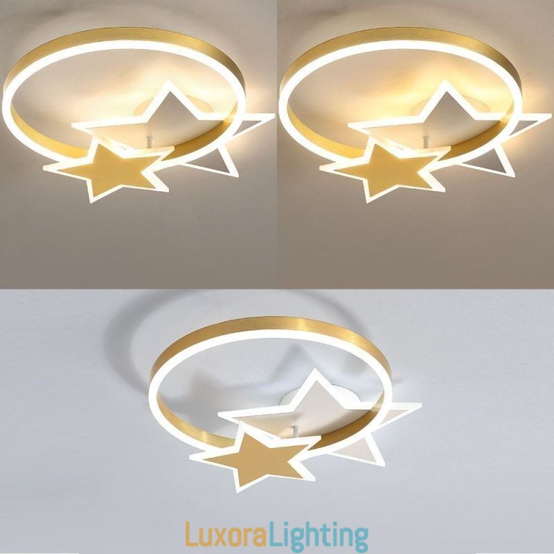 Designer Touch Decorative Star Flush Mount Ceiling Light Acrylic Double Stars Light Fixture