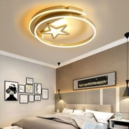 Designer Touch Decorative Moon Star Flush Mount Ceiling Light Gold Acrylic Light Fixture