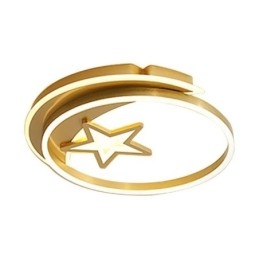 Designer Touch Decorative Moon Star Flush Mount Ceiling Light Gold Acrylic Light Fixture