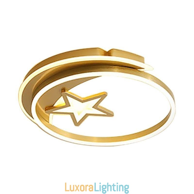 Designer Touch Decorative Moon Star Flush Mount Ceiling Light Gold Acrylic Light Fixture