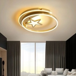Designer Touch Decorative Moon Star Flush Mount Ceiling Light Gold Acrylic Light Fixture