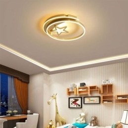Designer Touch Decorative Moon Star Flush Mount Ceiling Light Gold Acrylic Light Fixture